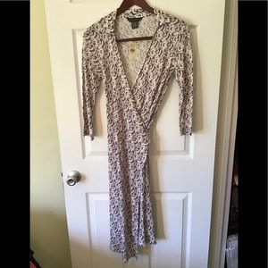 Banana Republic Geometric Long Sleeve Dress - Purple and White